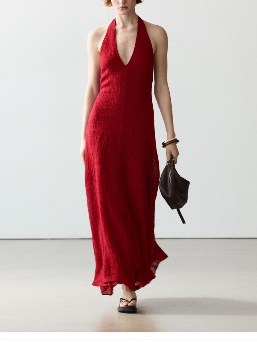 Massimo Dutti Red Halter Maxi Dress